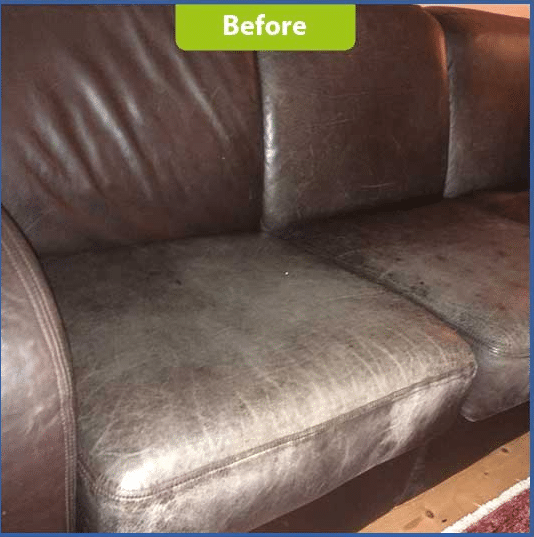 Leather sofa before cleaning and restoration